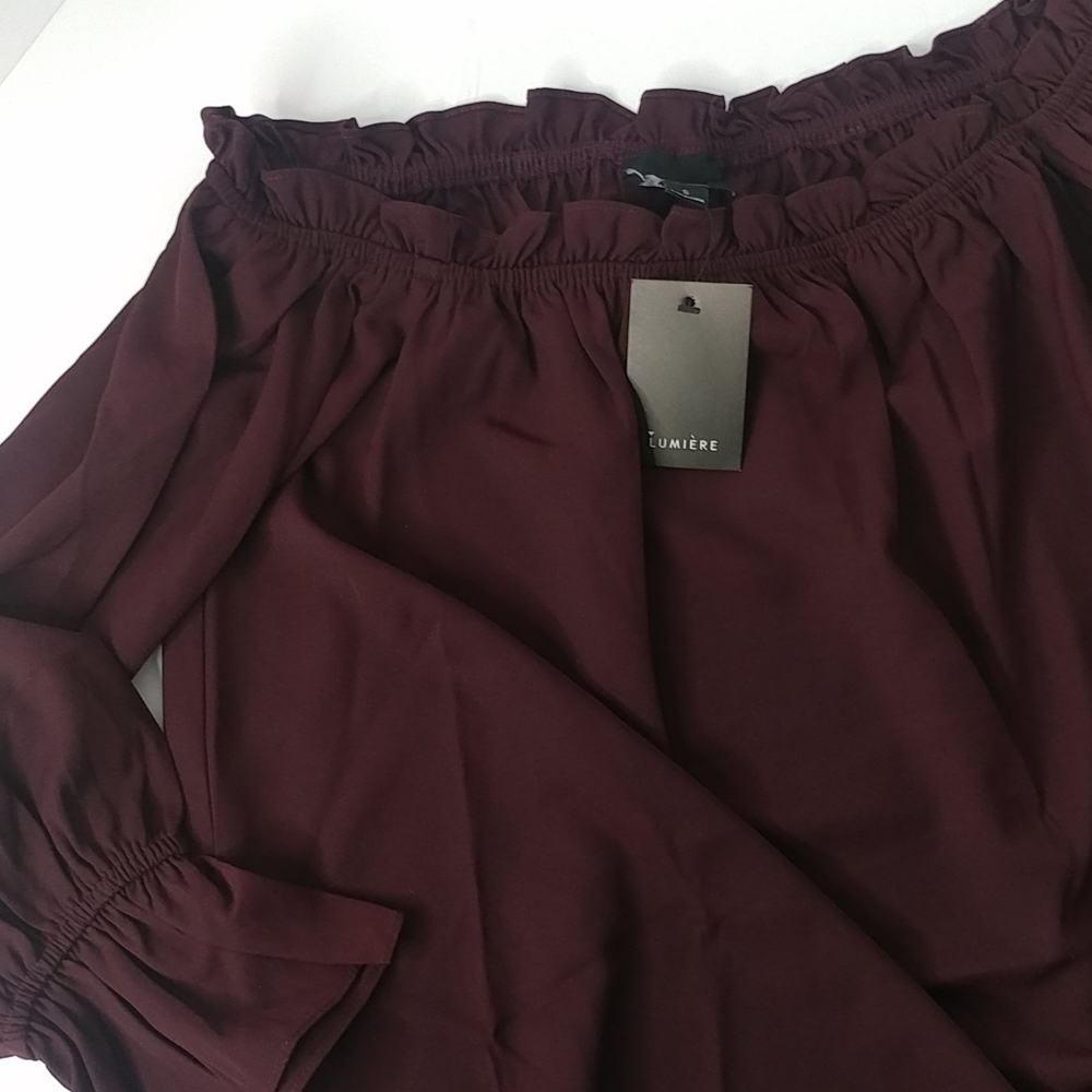 Lumière | Off Shoulder Marron Blouse